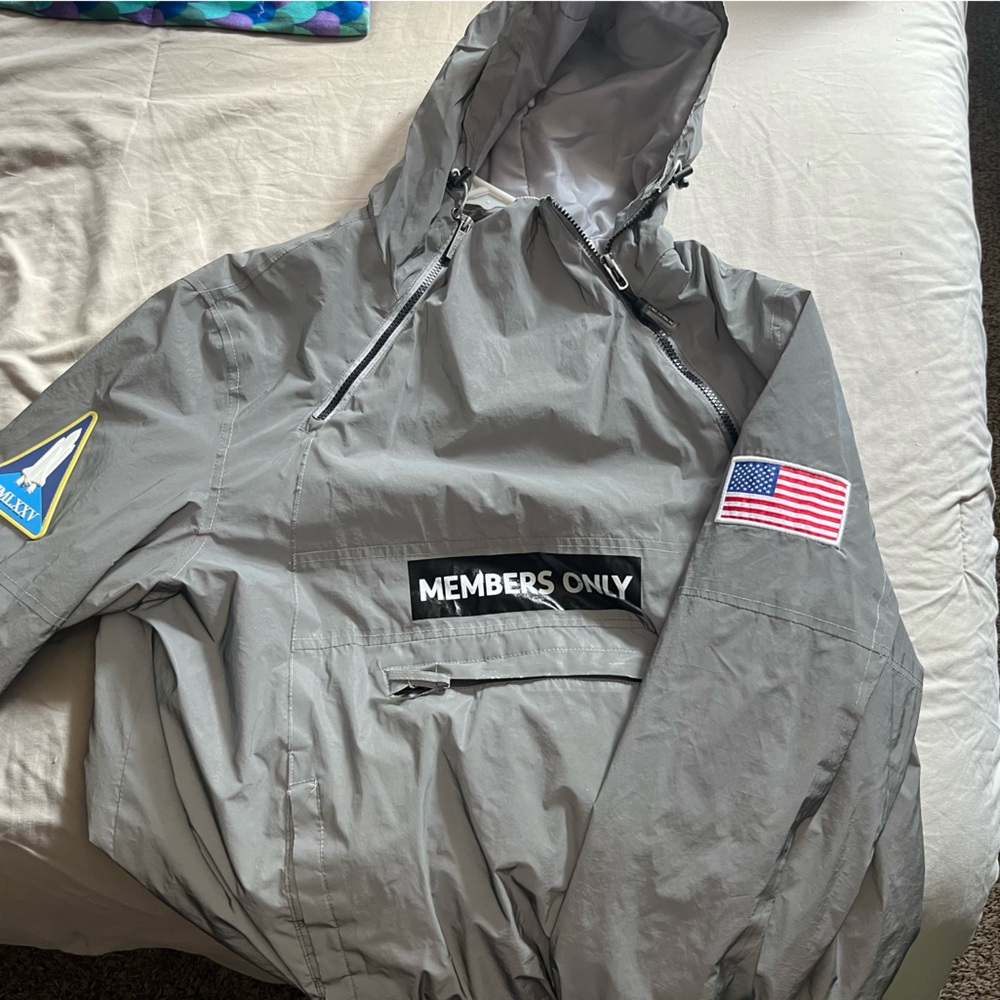 Members Only Light Gray Jacket with Patches